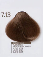 Зареди изображението в галерията, 7.13 Medium Blonde Beige hair color sample showcasing a rich, creamy tone ideal for professional use.