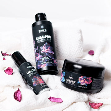 BLOOM 16 - Възстановяваща грижа за коса: шампоан, емулсия и маска за коса с професионални формули.