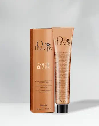Боя Oro Therapy Color Keratin за интензивен цвят и блясък, подхранваща формула за коса.