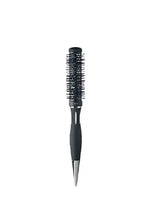 Зареди изображението в галерията, Black ceramic core round brush for drying and styling hair, 25mm size, with non-slip handle and heat-resistant bristles.
