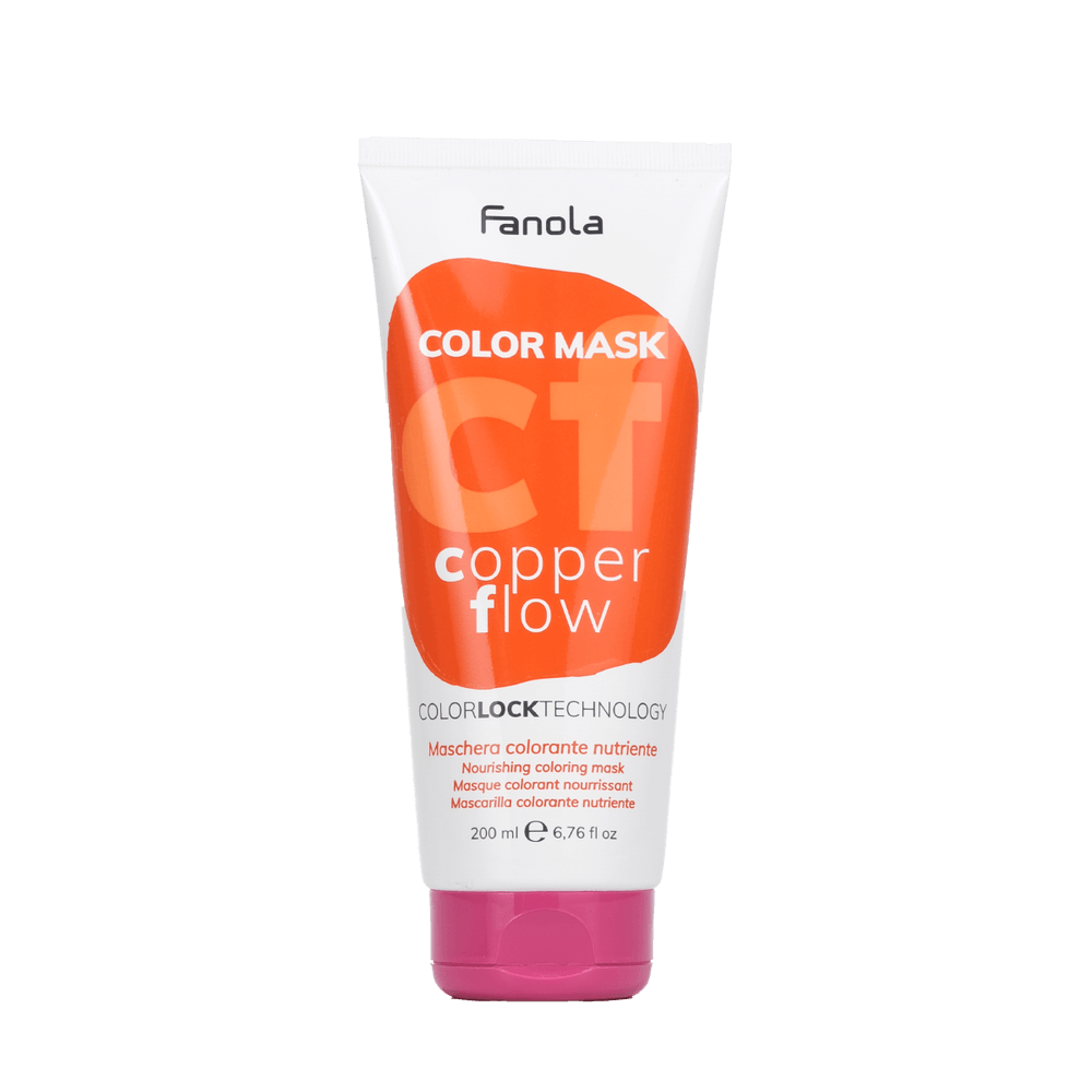 Fanola copper flow 200ml color mask for nourishing and hydrating hair with a warm copper shade