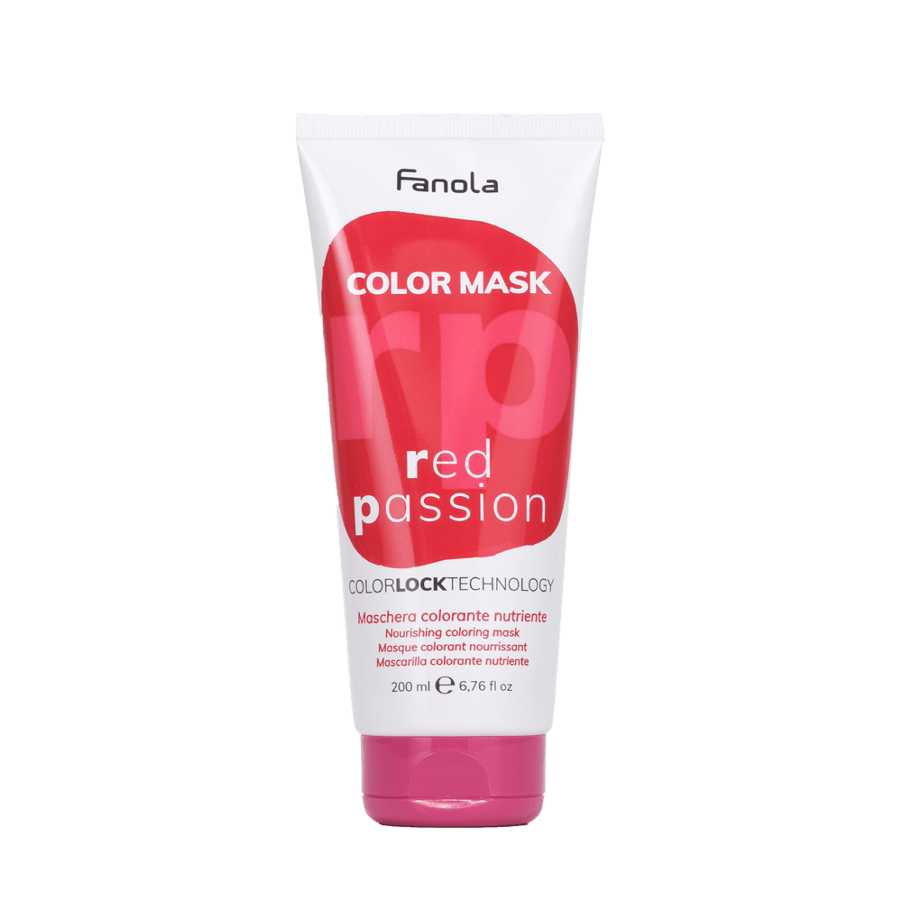 Fanola red passion color mask tube, 200 ml, nourishing and hydrating treatment for vibrant red hair