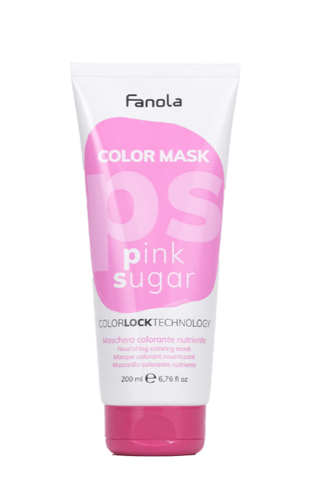 Fanola pink sugar color mask 200 ml for nourishing and adding a playful pink hue to hair