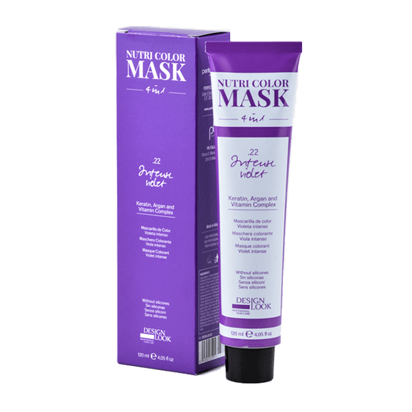 Design look color mask 4 в 1 интензивно виолетово 300 мл, кератин, арган, витаминен комплекс за боядисана коса