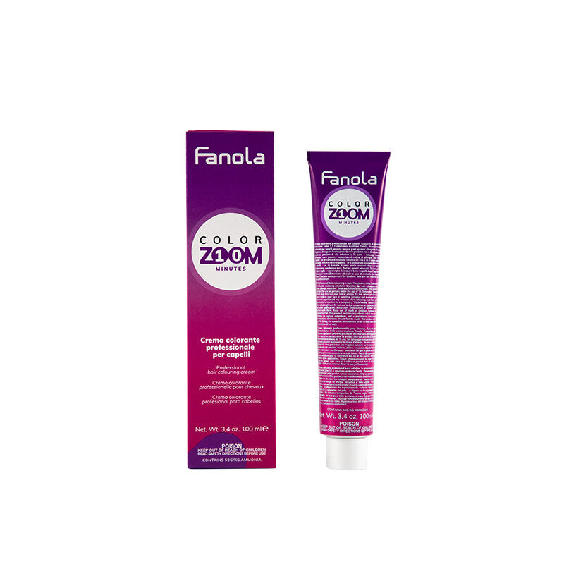 Fanola colorzoom боя за коса 100 мл в опаковка, професионална формула с бързо действие и екстракт от черен чай