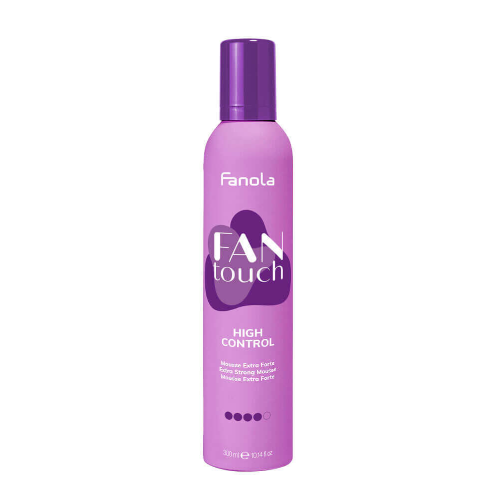 Fanola high control hair mousse 300ml for strong hold and styling for all hair types, enhances curls and volume