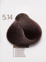 Зареди изображението в галерията, Design Look 5.14 Chocolate hair color swatch showcasing rich, deep brown shade with keratin and nourishing ingredients.
