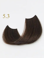 Зареди изображението в галерията, 5.3 Light Chestnut Golden hair swatch representing ORO Therapy Color Keratin hair dye.
