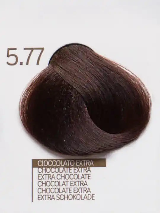 Цветова проба на боя за коса Design Look 5.77 Extra Chocolate с шоколадови нюанси.