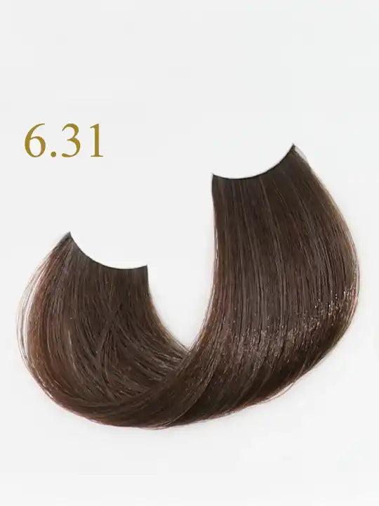 Oro Therapy 6.31 Dark Blonde Sandy hair color swatch on a white background.