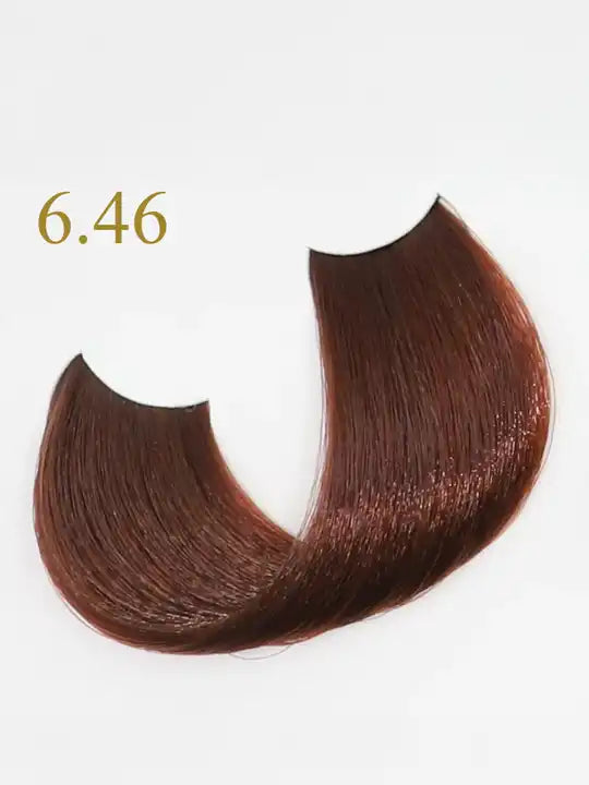 Снка на боя за коса 6.46 Dark Blonde Copper Red от Oro Therapy с наситени червени тонове.