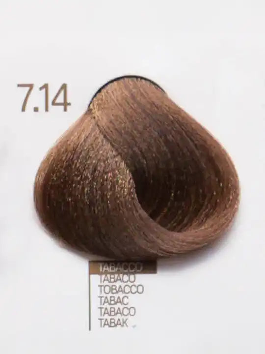 Design Look 7.14 Tobacco цветна палитра, крем-боя за коса, кафяв оттенък с кератин и арганово масло.
