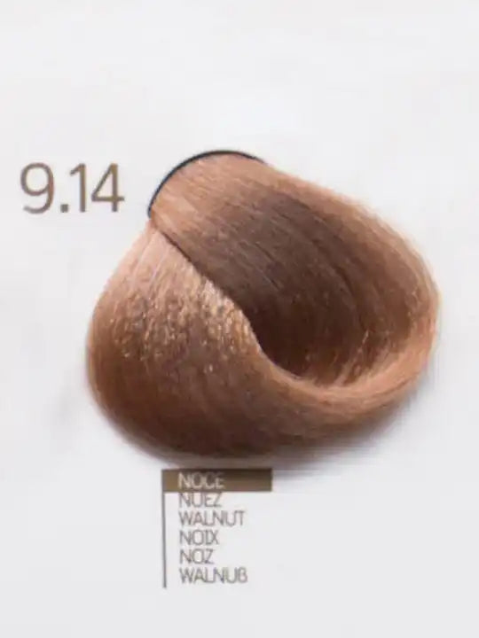 Дизайн Лук 9.14 Walnut боя за коса - нюанс с кератин и арган, идеален за покритие на бели коси.