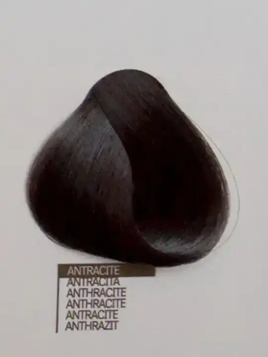 Цвят боя за коса Anthracite - тъмен антрацит за професионално боядисване с 100% покритие на бели коси.