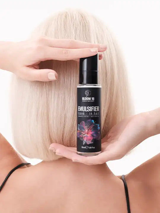 Bloom 16 Възстановяваща грижа за коса - Emulsifier spray for hair treatment, designed for enhanced hydration and shine.