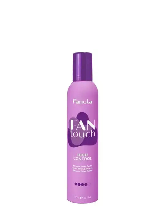Fanola high control hair foam with strong hold, 300ml bottle, designed for all hair types and curl definition