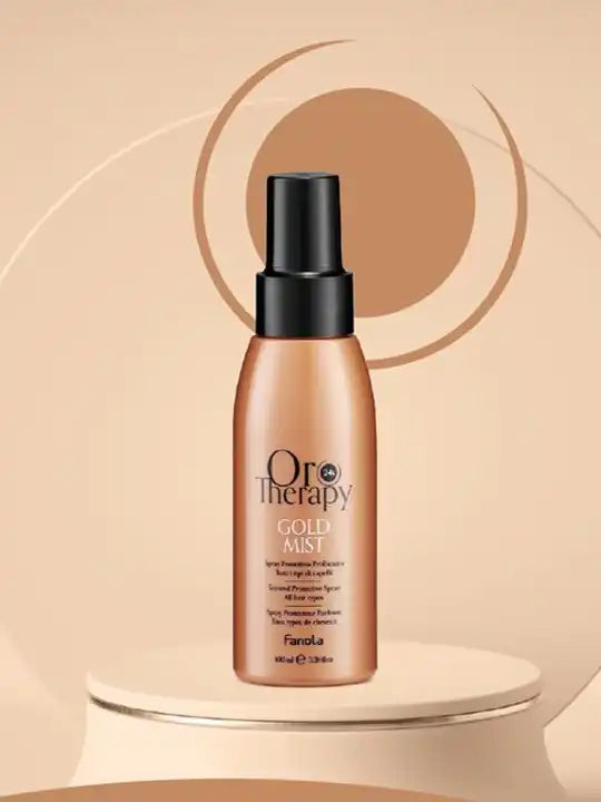 Oro therapy gold mist aromatic protective spray in eco friendly packaging, 100ml for hair protection and shine