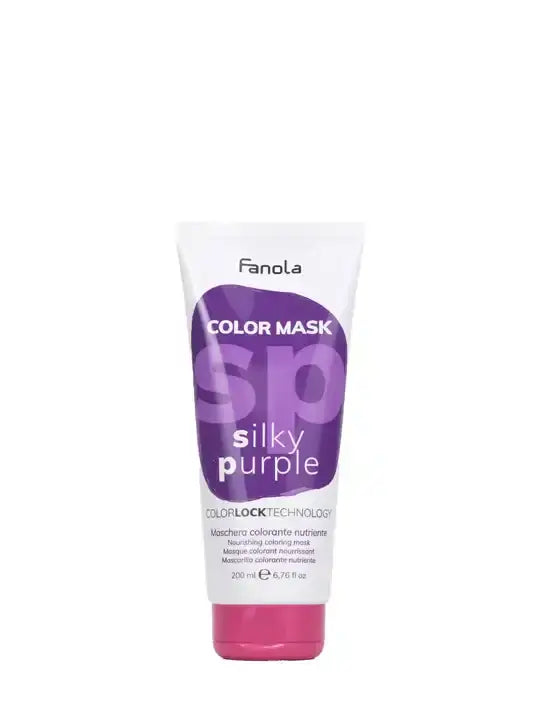 Fanola Silky Purple hair mask tube 200ml for nourishing and hydrating colored hair with no silicones.