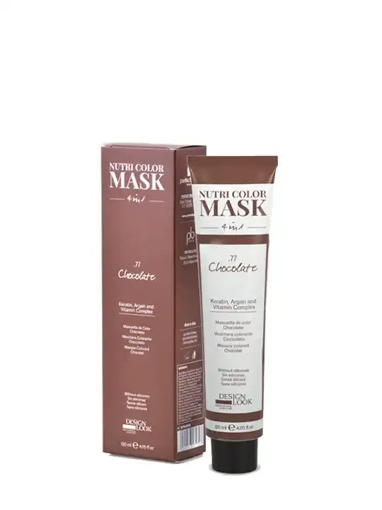 Design look color mask 4 в 1 шоколад 300 мл, маска с кератин и арган за подхранване на косата
