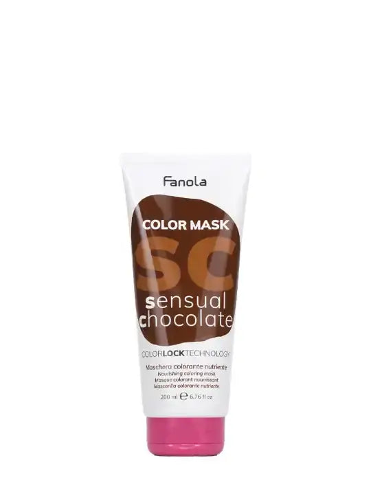 Fanola sensual chocolate 200ml color mask for nourishing and hydrating hair with a rich chocolate hue