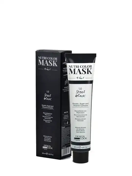 Design look color mask 4 в 1 steel black 300 мл, кератин, арган и витамини за подкрепа на тъмни цветове