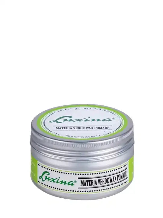 Luxina verde wax 100ml hair wax in silver and green container for strong styling and long lasting hold